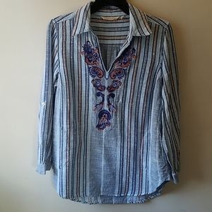 Soft Surroundings Aruba pullover embroidered top